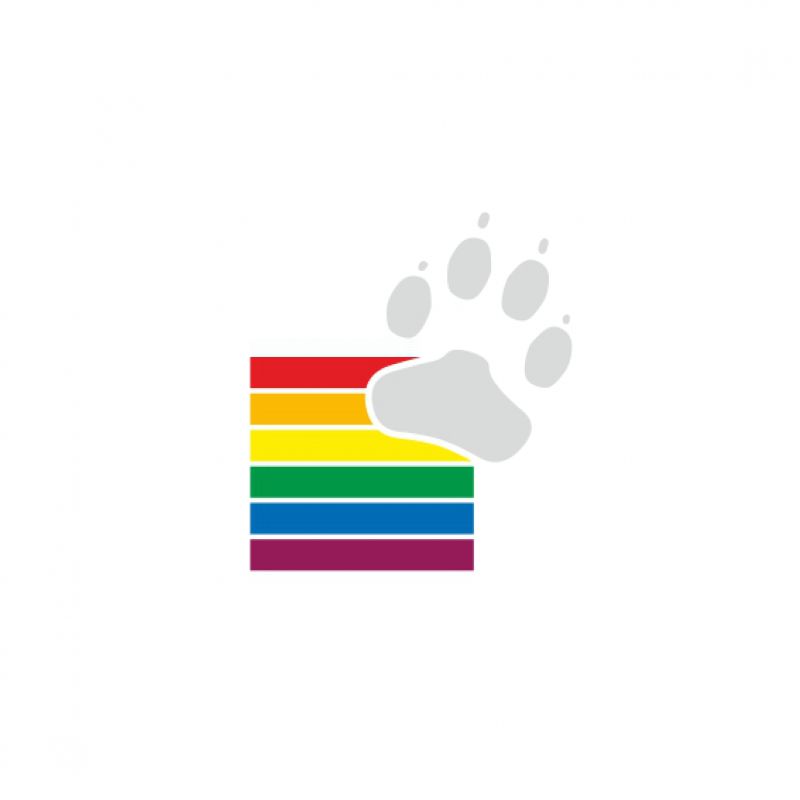 Tatze silber groß auf Regenbogen