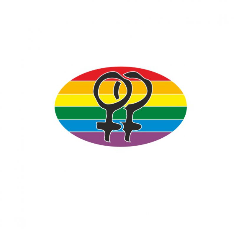 Venus schwarz auf RegenbogenOval