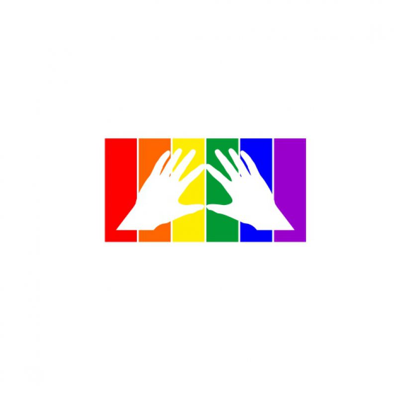 Hände auf dem Regenbogen
