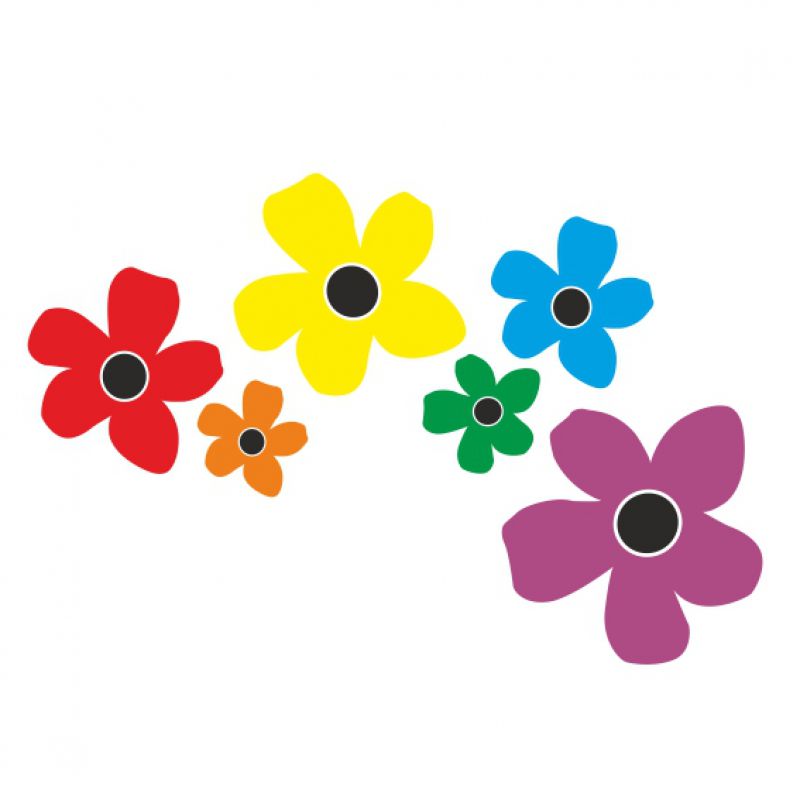 RegenbogenBlumen Stempel schwarz