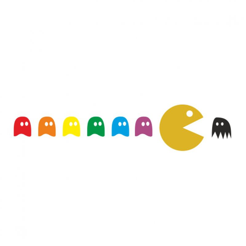 PacMan Regenbogen mit gold