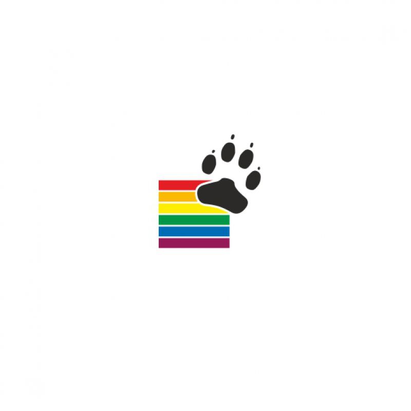 Tatze schwarz klein auf Regenbogen