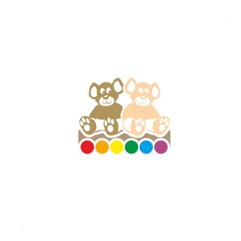 Bärenpaar beige braun mit Regenbogenpunkte