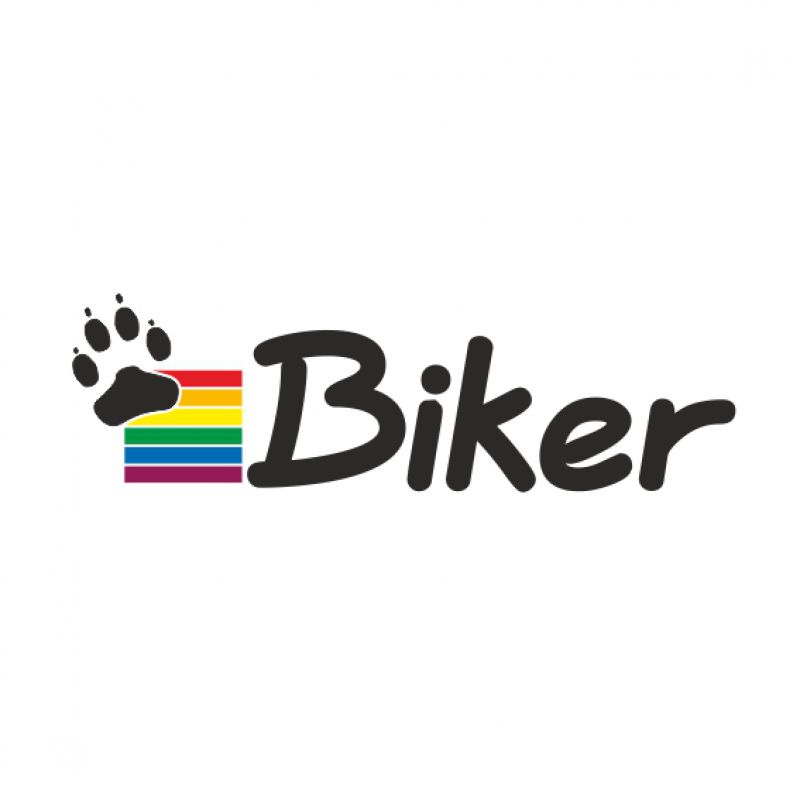 Tatze auf Regenbogen mit Schriftzug Biker schwarz