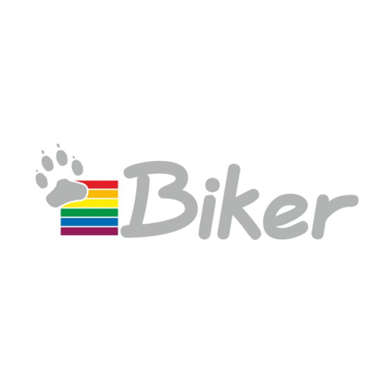 Tatze auf Regenbogen mit Schriftzug Biker silber