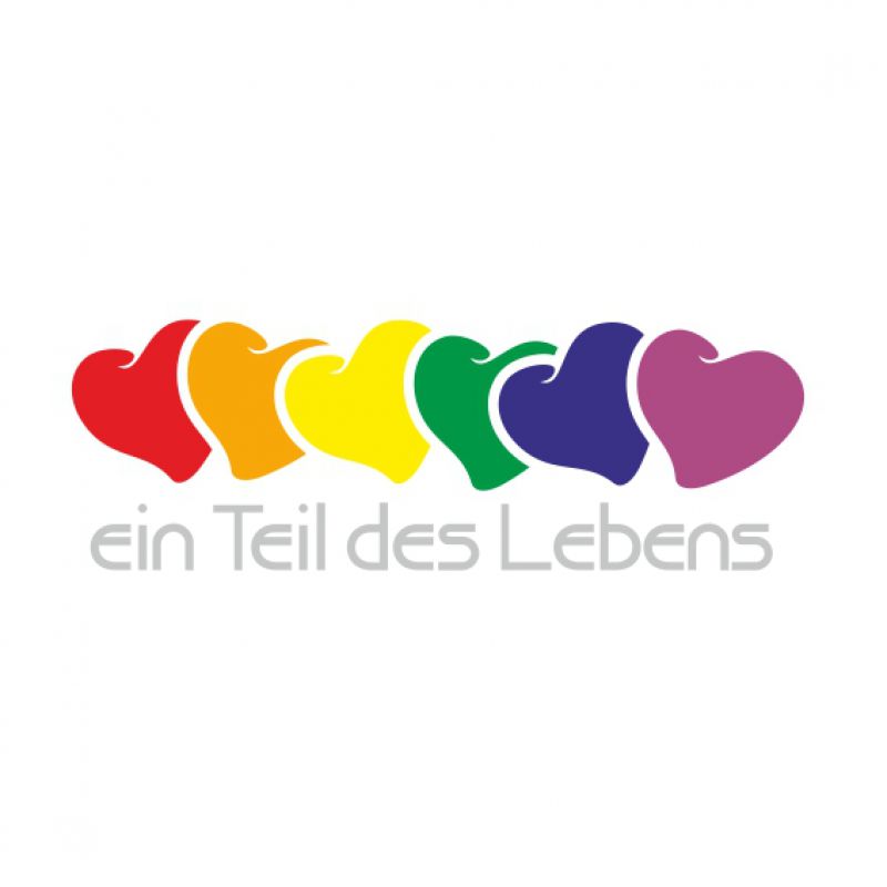 Ein Teil des Lebens Herzen Regenbogen silber