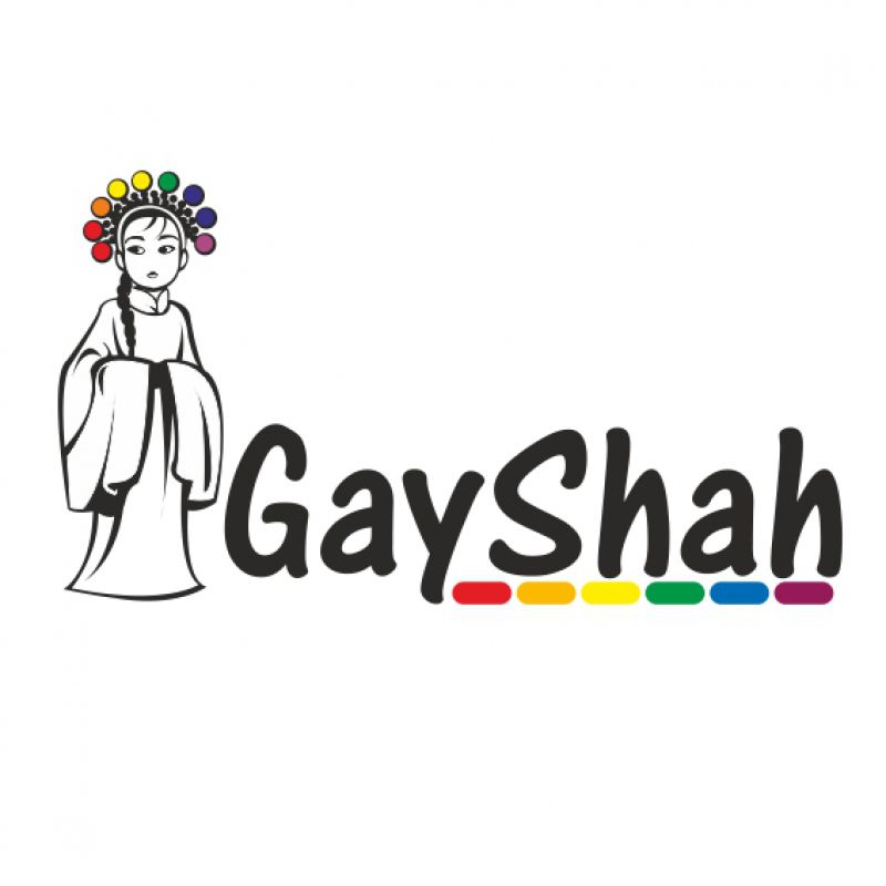 GayShah schwarz mit Regenbogenlinie